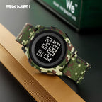 SKMEI 2378 Camouflage Military Digital Sports Watch (Army Green) – Waterproof LED Digital Wrist Watch for Men -code:218