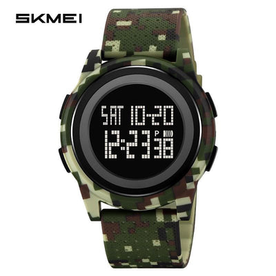 SKMEI 2378 Camouflage Military Digital Sports Watch (Army Green) – Waterproof LED Digital Wrist Watch for Men -code:218