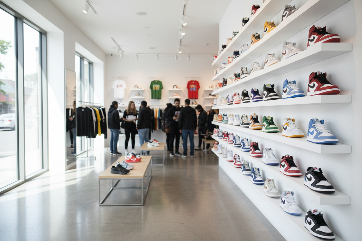 Sneaker shoe shop background